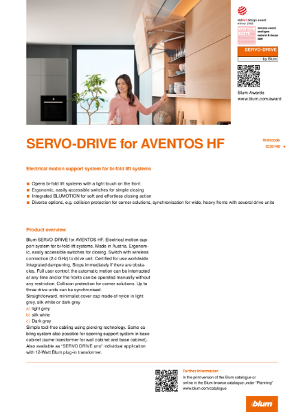 SERVO-DRIVE for AVENTOS HF Specification Text