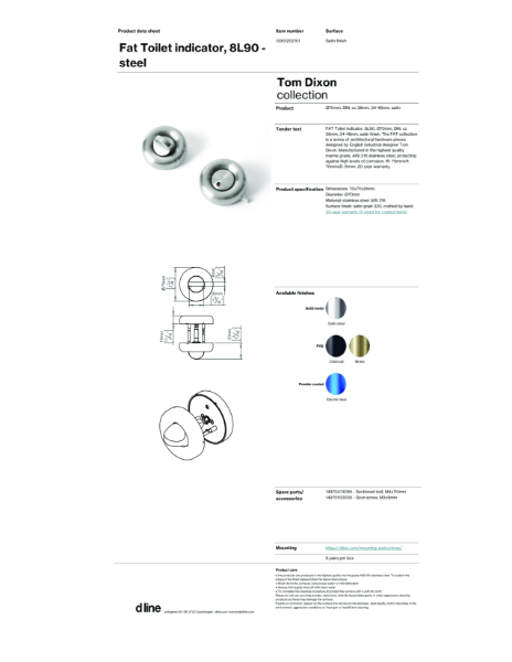 Fat toilet indicator (data sheet)
