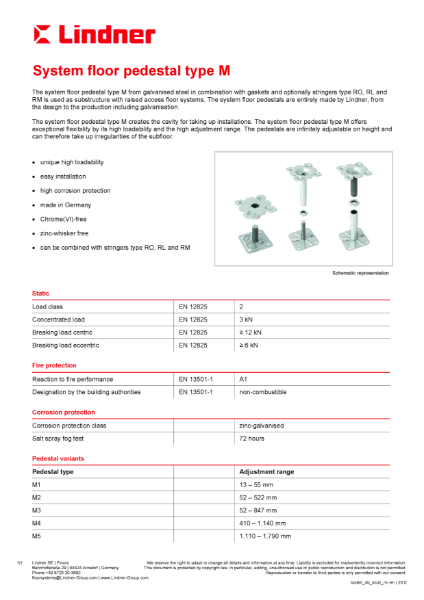 Lindner - System floor pedestal type M