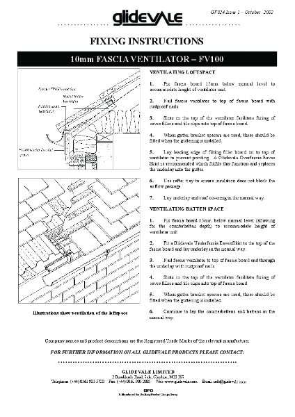 Glidevale Protect - Fixing Instructions - FV100 Over Fascia Ventilator