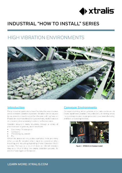 XTRALIS VESDA VLI - 'How to Guide' for installation of Aspiration Smoke Detection in high vibration environments