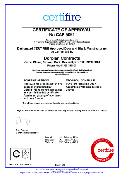 Certificate of Approval cdfa