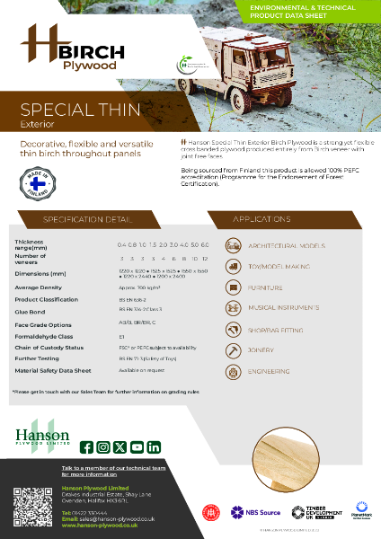 Birch Special Thin Data Sheet - Exterior