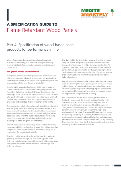 Flame Retardant Wood Panels - Part 4 Specification