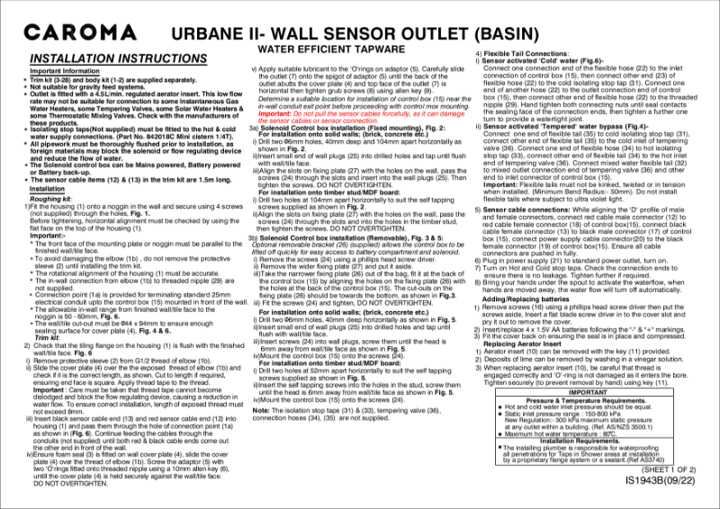 Urbane II –  Sensor Wall Outlet Tap – Trim Kit