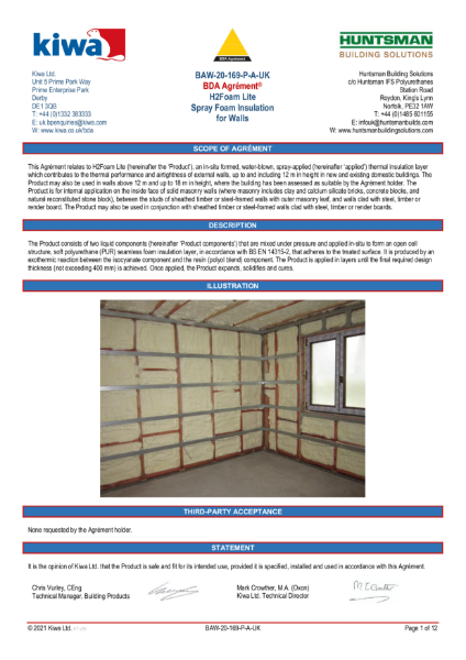 H2Foam Lite Wall- KIWA Certificate