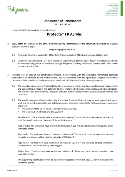 Protecta FR Acrylic DoP