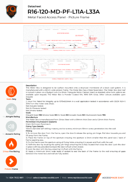 Datasheet - Meter Overbox - Internal - 2 Hour Fire Rated