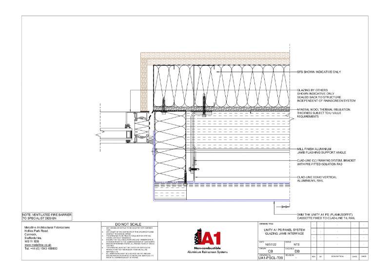 Unity A1 PS-09 Glazing Jamb Technical Drawing