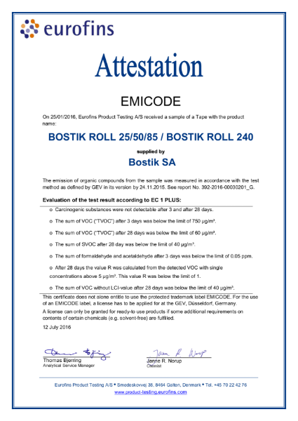 Bostik Roll Adhesive Tape Emicode EC1+