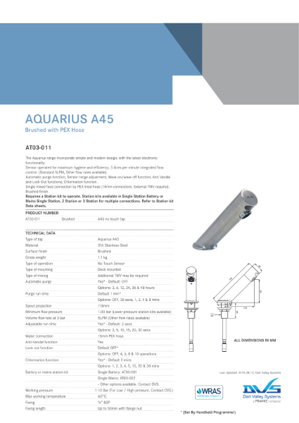 Aquarius A45 sensor tap spout AT03011