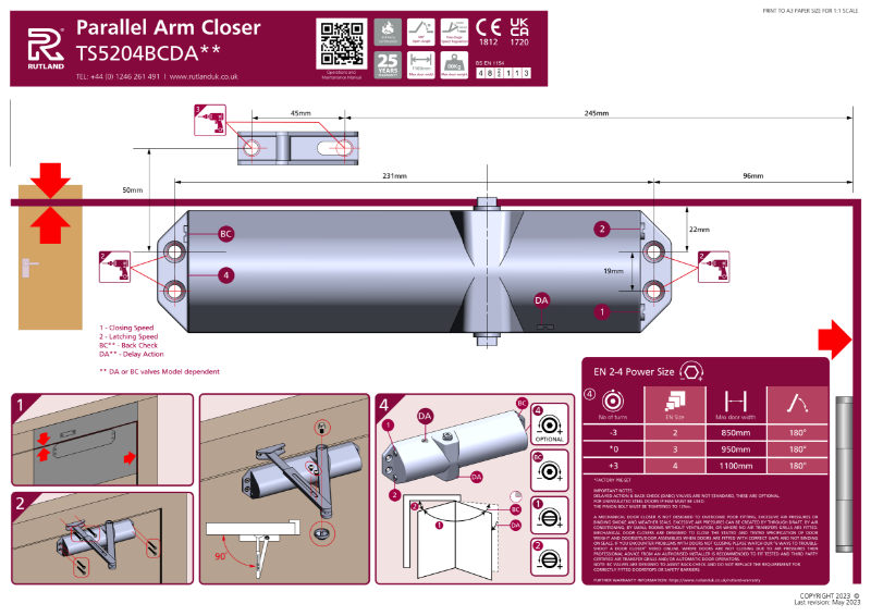 TS.5204 Fitting Instructions – Pull Side (Standard Arm)