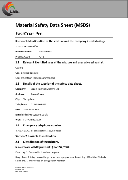 MSDS - FastCoat Pro