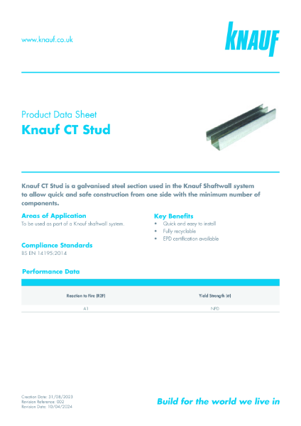 Knauf CT Stud Data Sheet