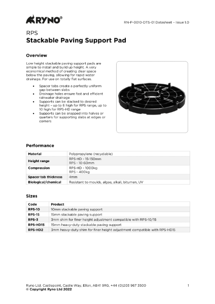 RPS Paving Support - Datasheet