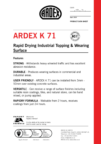 ARDEX K 71 Datasheet