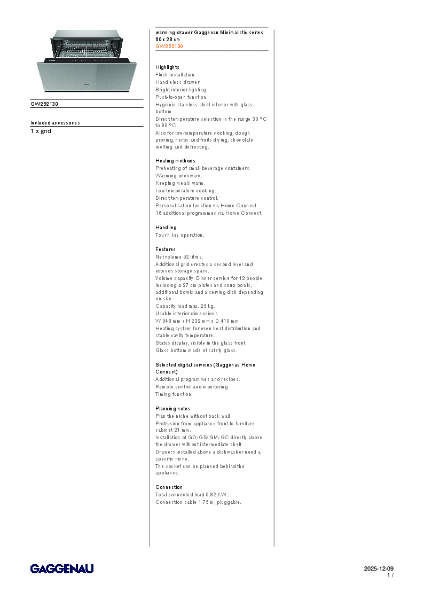GW252130 Product Specification Sheet
