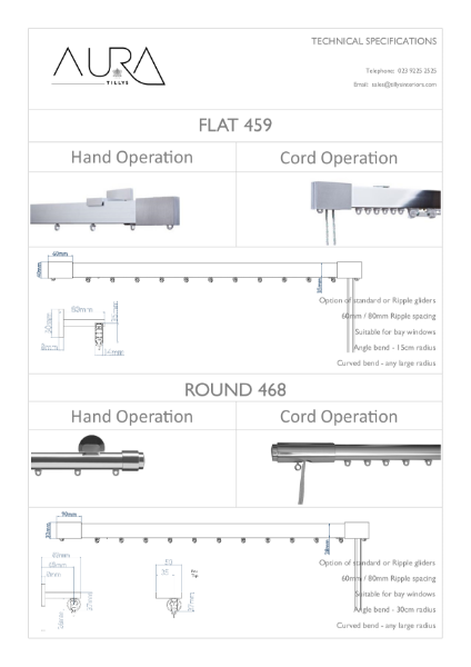 Round Curtain Tracks And Rails - Technical Specification