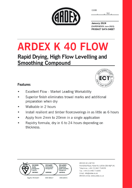 ARDEX K 40 FLOW Datasheet