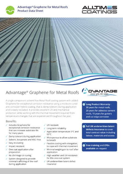 Advantage GRAPHENE for METAL ROOFS Product Data Sheet
