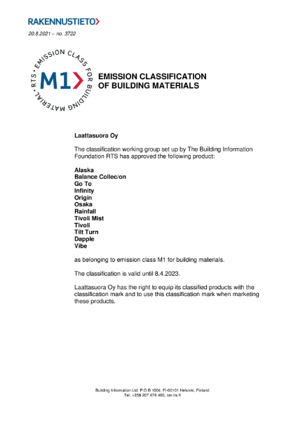 M1 Emission Classification of Building Materials 