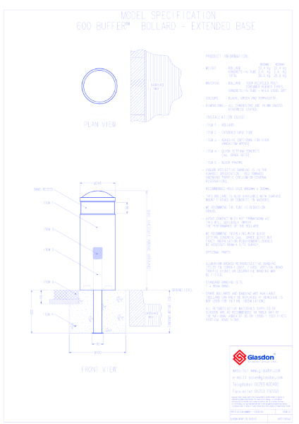 Buffer™ 600 Bollard - Extended Base