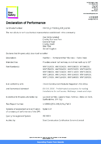 Kee Walk – 700 Series - Declaration of Performance