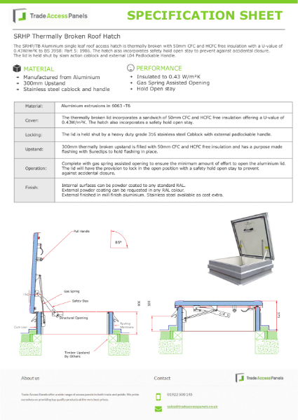 SRH Roof Hatch with Thermal Brake - Surespan