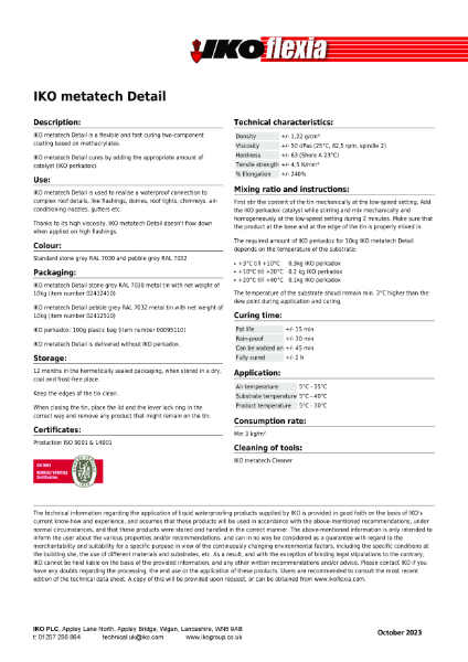 Technical Data Sheet (TDS) - IKO metatech Detailing