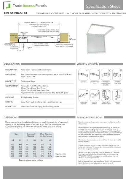 Fire Rated Metal Door Access Panel with Beaded Frame