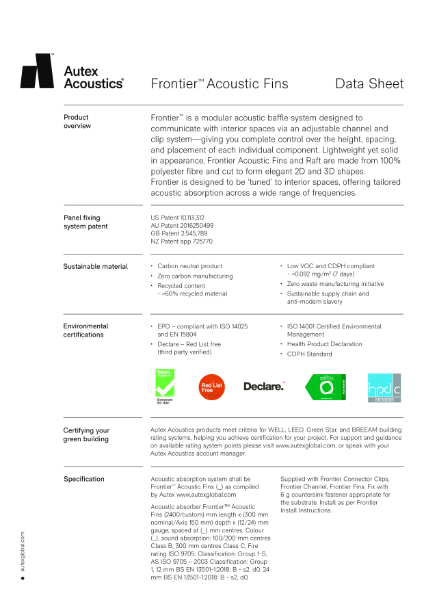 Frontier Fins Datasheet