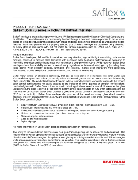 Saflex Solar Product Technical Sheet
