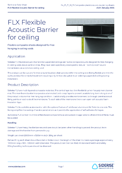 Siderise FLX flexible acoustic barrier for ceilings v5.04
