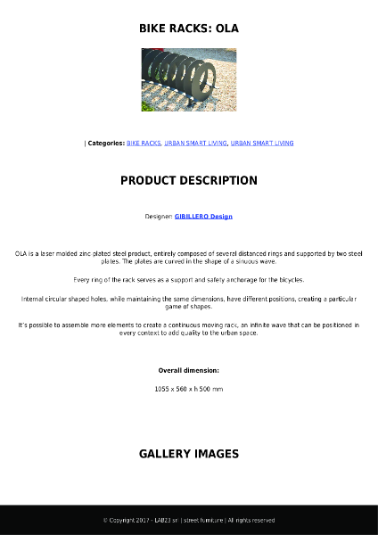 All Urban - Bike Racks - Ola - Data Sheet