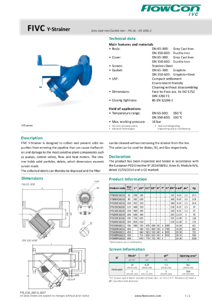 FlowCon IVC PN16 FYS Y-Type Strainer