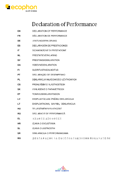 Focus Declaration of Performance Certificate