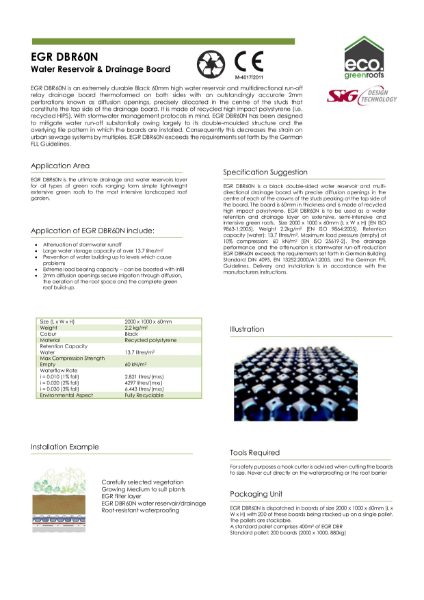 Eco Green Roofs DBR60N Datasheet