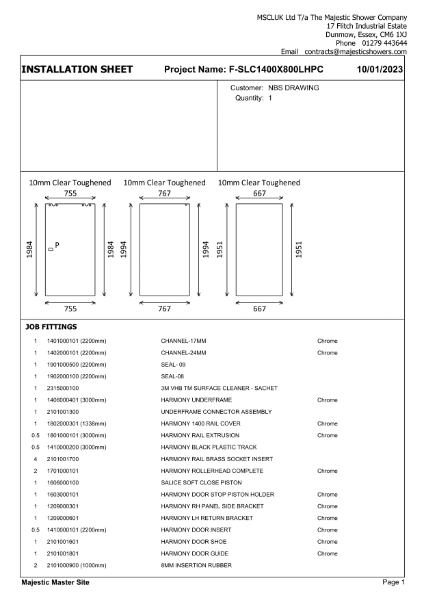 Installation Sheet - Harmony Corner 1400mm x 800mm - Left Hand