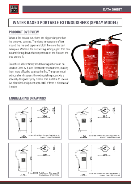 Water Portable & Wheeled Extinguishers (Spray Model)