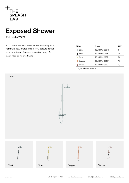 Exposed Shower Datasheet