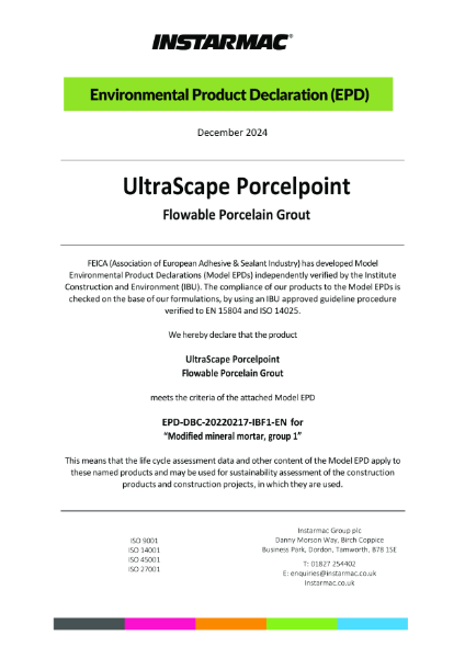 Porcelpoint Environmental Product Declaration