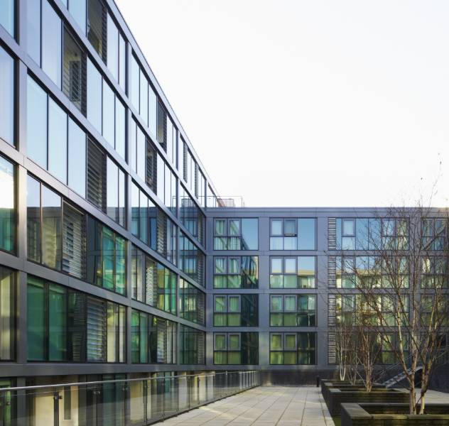 The façades of four buildings entirely replaced with WICONA curtain walling