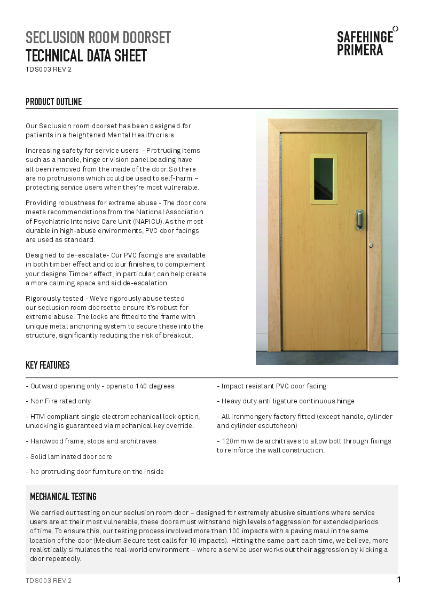 TDS003 - Seclusion Room Doorset