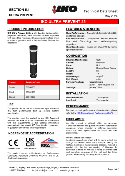 Technical Data Sheet (TDS) - IKO ULTRA Prevent 25 Capsheet