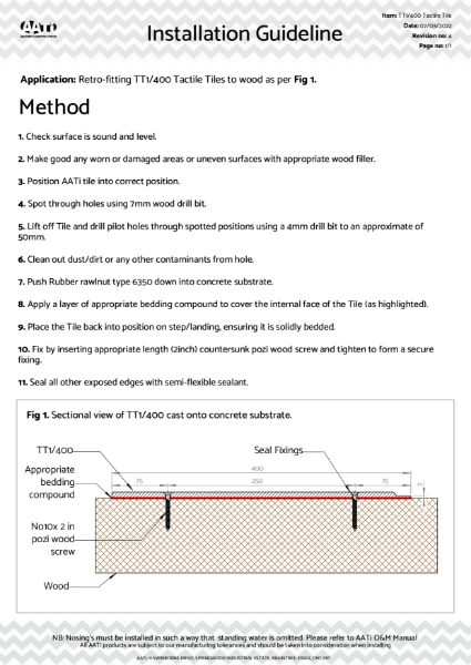 TT1-400 woodscrew into wood installation guidelines Rev. 4