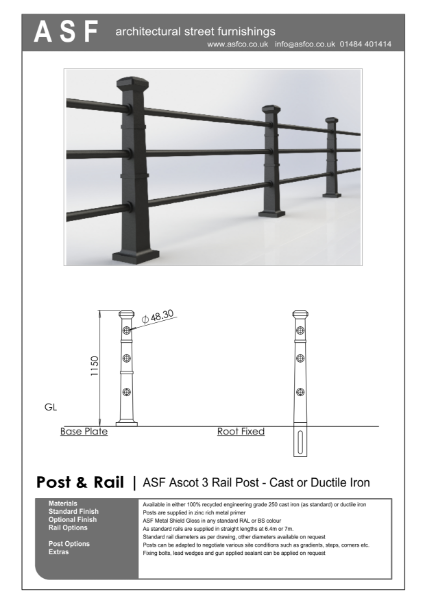 ASF Ascot 3 Rail Recycled Cast Iron Post and Rail System
