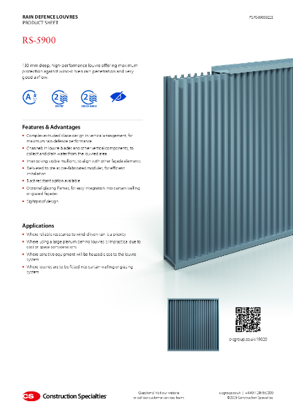 CS RS-5900 Rain Defence Louvre Product Sheet (02.25)