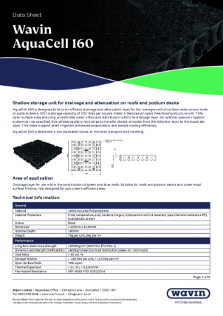 Wavin AquaCell 160 Data Sheet