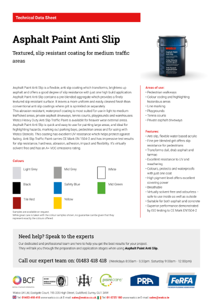 Technical Data Sheet: Asphalt Paint Anti Slip