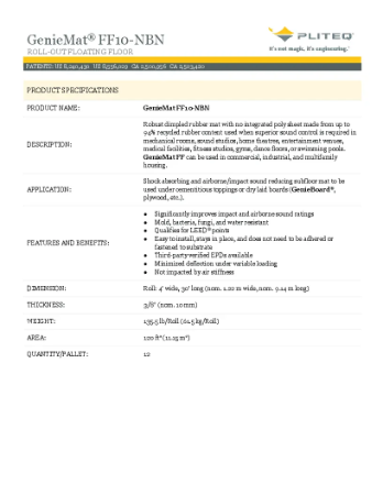 PLITEQ - GENIEMAT FF10-NBN - Technical Data Sheet